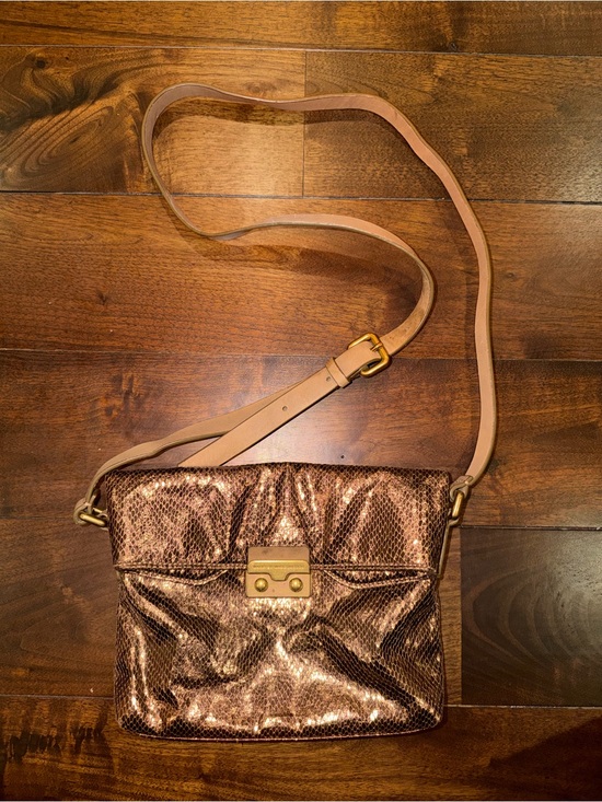 Marc By Marc Jacobs Handbags - Marc by Marc Jacobs Metallic Bronze Snake-Texture Gold Hardware Crossbody Bag